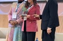 Serena Tosa tra la Presidente Ibukun Awosika e l'ambasciatrice IWEC Ruth A. Davis - IWEC Conference 2022