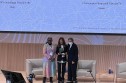 Silvia Stupino tra la Presidente Ibukun Awosika e l'ambasciatrice IWEC Ruth A. Davis - IWEC Conference 2022
